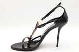 Saint Laurent Cassandra Black Leather Heels Size 39.5 Eb0626exdu