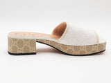 Gucci Monogram Malaga Kid Platform Beige Size 38 Aa0626ozxsa