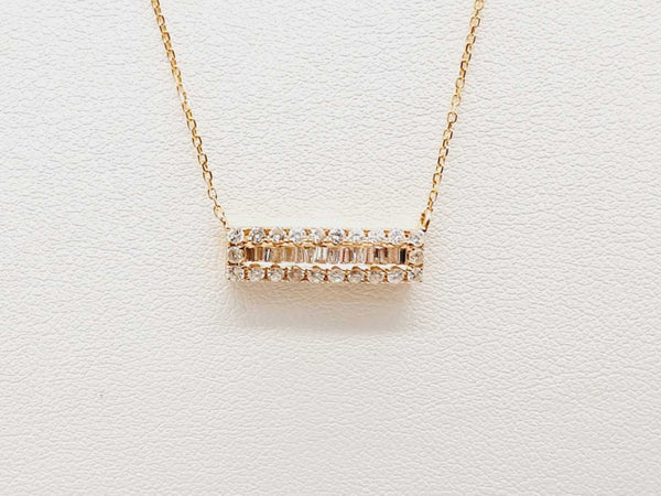 14k Yellow Gold 2.0g Diamonds Bar Pendant Chain 16 In Dowride 144020000274