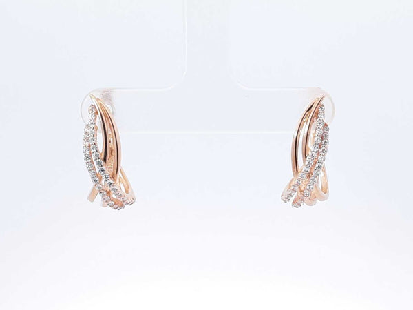 14k Rose Gold & Cubic Zirconia Crossover Leverback Earrings 4.5 Gram Fw0924lerdu