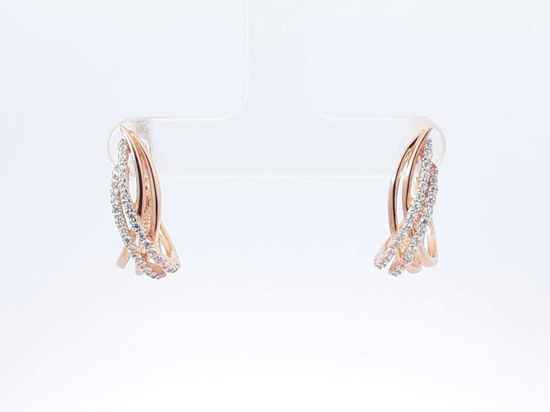 14k Rose Gold & Cubic Zirconia Crossover Leverback Earrings 4.5 Gram Fw0924lerdu