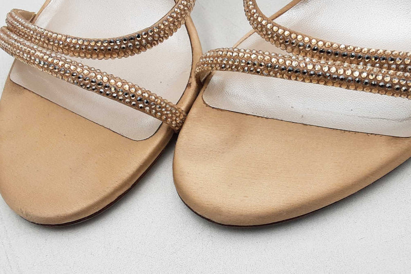 Rene Caovilla Cleo Satin Crystal Heels Size 38.5 Eb0425lxzsa
