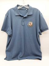 Moncler Logo Patch Slate Blue Polo Shirt Size L Do0926rxde
