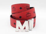 Mcm Shiny Cobalt M Buckle & Claus Reversible Belt In Candy Red Fw0524lxzdu