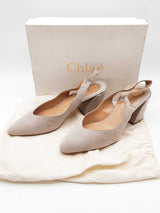 Chloe Laurena Slingback Elephant Grey Suede Heels Size Eu 40 Do0125cxde