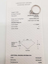 1.11 Carat Cushion Lab Grown Diamond 14k Wg 2.1g Ring Size 6.5 Do0326rrxde