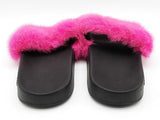 Givenchy Pink Mink Fur Black Rubber Slides Size Eu 36/ Us 6 W Do0526rxde