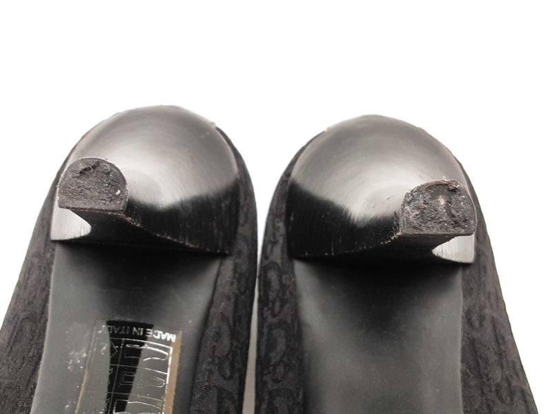 Christian Dior Black Logo Canvas Leather Heels Size Eu 40 Do0525lrxde