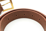 Saint Laurent Brown Leather Belt With Gold Tone Buckle Size 80 Eb0126oxzsa