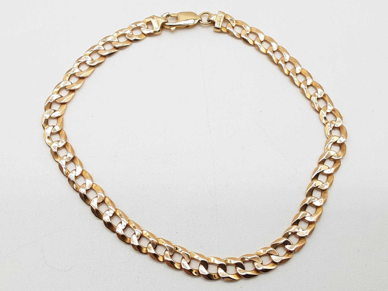 14k Yellow Gold 14.7g Concave Curb Chain Bracelet 9.75 In Do0625cxzde