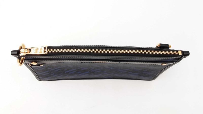 Versace La Greca Signature Coated Canvas Black & Blue Crossbody Bag Fw0725ozxdu