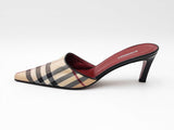 Burberry Nova Check Kitten Heel Mules In Cotton Canvas Size 36.5 Fw1225wxdu