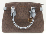 Michael Kors Lynn Brown Signature Blue Saffiano Crossbody Satchel Do0225rxde
