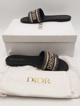 Christian Dior Dway Deep Blue Embroidered Slides Size 40 Eb1025oxzsa