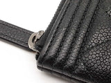 Chanel Boy O Black Leather Zipper Clutch Do0325exzde