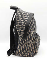 Christian Dior Rider Backpack In Dior Oblique Jacquard & Black Leather Fw00726irzdu