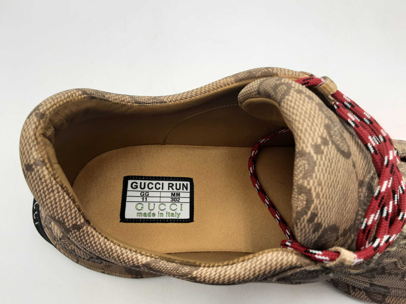 Gucci Run Beige Ebony Mongram Shoes Size 11 Aa1125lrzsa