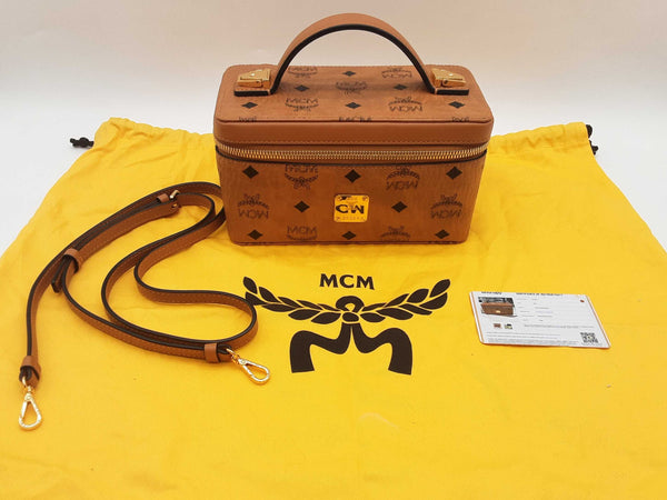Mcm Mini Rockstar Cognac Tan Visetos Vanity Case Crossbody Bag Do1025pxzde