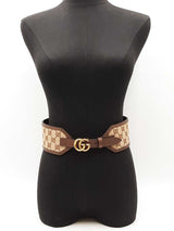 Gucci Marmont Gg Supreme Logo Canvas & Leather Brown Belt Size 75|30 Fw0725oxzdu