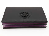 Versace Dpdi058 Black Lilac Purple Leather Bifold Wallet Do0925lxzde