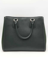 Prada 2 Tone Green Saffiano Leather Tote Bag Eb0726ixzsa
