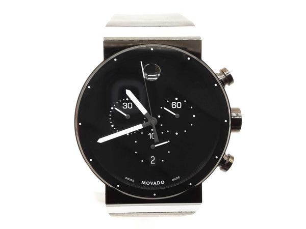 Movado 42 Sapphire Synergy Chronograph Black Dial Steel Quartz Watch Do0725wxzde