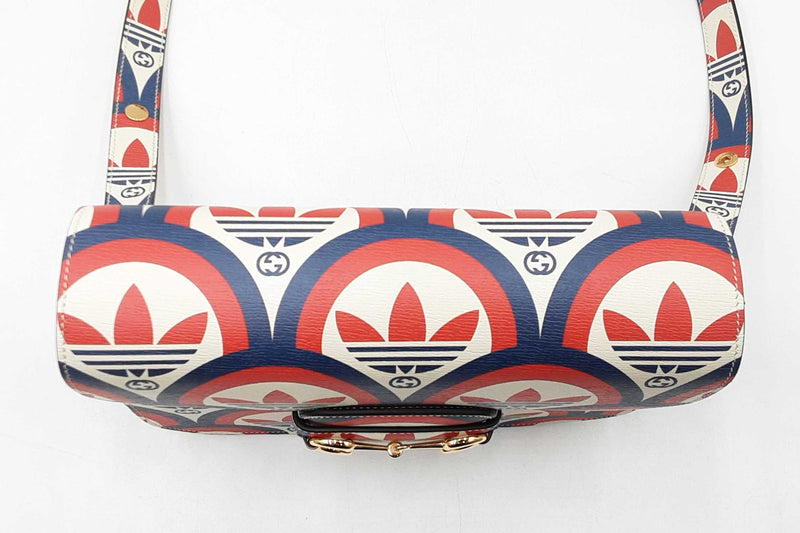 Gucci X Adidas Horsebit 1955 Handbag In Shanghai Trefoil Leather Fw01025izxdu
