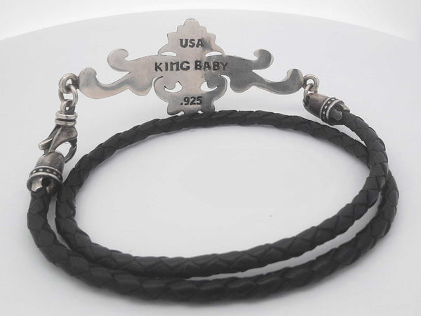 925 Silver 25 Grams King Baby Woven Leather Bracelet 18 In Aa0325exsa