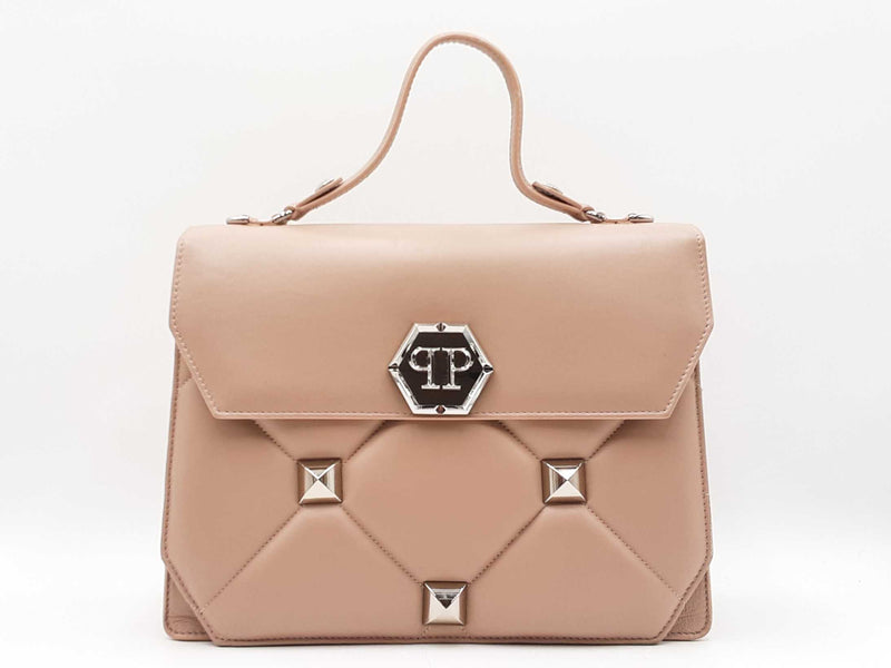 Phillipp Plein Superheroine Handle Bag In Taupe Quilted Leather Fw1125oxzdu