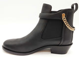 Salvatore Ferragamo Ardisie Chain Black Leather Ankle Boots Size 7.5 Do0925lrxde