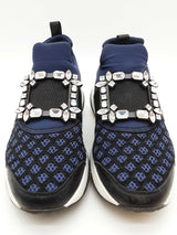 Roger Vivier Running Strass Buckle Stretch Blue Sneakers Size Eu37.5 Do0525oxzde