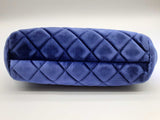 Chanel Kiss Lock Blue Velvet Quilted Clutch Crossbody Bag Dolexz0924