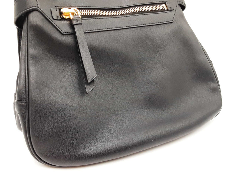 Tom Ford Zipper Strap Black Leather Shoulder Bag Fw0824pcrdu
