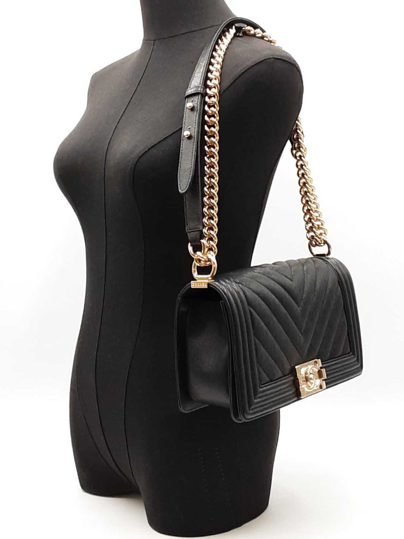 Chanel Boy Bag In Black Quilted Caviar Leather Fw0725orzxdu