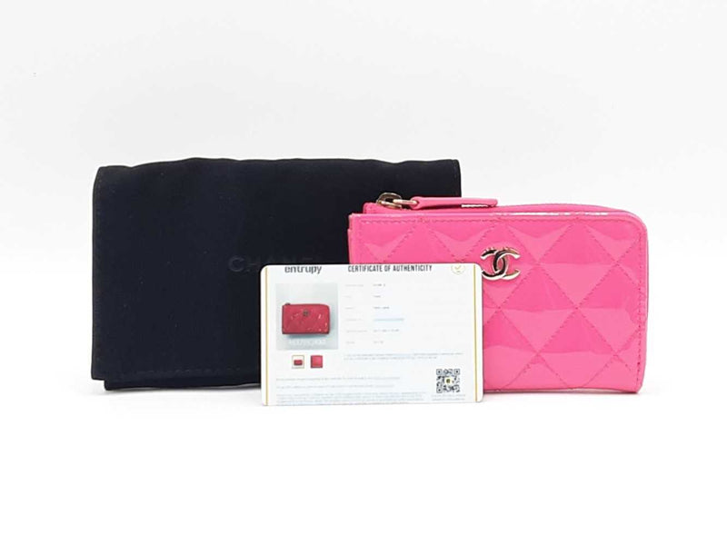 Chanel Matelassé Hot Pink Patent Leather Coin Case Fw0225oxzdu