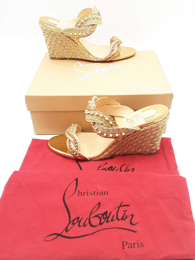 Christian Louboutin Rope Normandie Wedge Sandals Size 40 Eb0924crsa