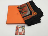Hermes Carre 90 Cuir Du Desert Gray Red Black Silk Scarf Do0826orxde