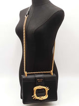 Prada Animalier Cahier Crossbody In Black Leather Fw0625izxdu
