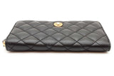 Versace Quilted Black Leather Zip Around Wallet Eb0826lorde
