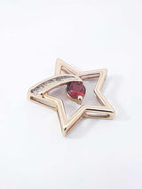 Garnet & Diamond Star Slide Pendant In 10k Yellow Gold (.417) 1.5 Grams Fw1025pzdu