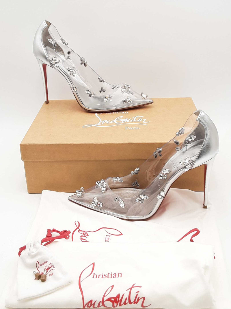 Christian Louboutin Degraqueen Metallic Silver Pumps Size 39.5 Eb0125lrxsa