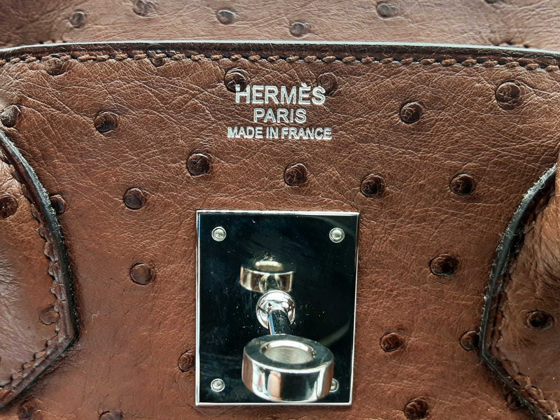 Hermes Birkin 30 Noisette Brown Ostrich Leather Palladium Handbag Do0623owrxzde