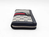 Gucci Ophidia Zip Around Wallet In Gg Supreme Canvas & Navy Calfskin Fw0626prxdu