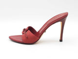 Gucci Gg Supreme Peep-toe Mules In Red Canvas & Leather Size 6.5 Fw1026rzdu
