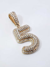 2.18 Cttw Pavé Diamond & 10k Yellow Gold " 5 " Pendant 4.6 Grams Fw0526rsrdu