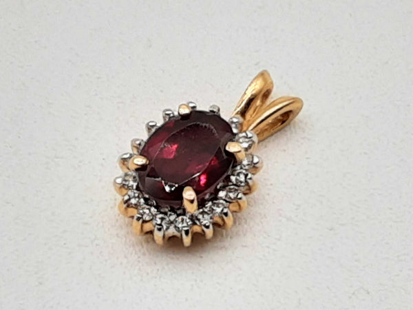 14k Yellow Gold 1.8g Red-pink Stone Diamonds Pendant Do1024ixde