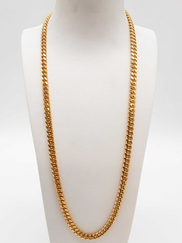 0.925 Sterling Silver Gold Plated Solid Cuban Link Chain 24 In Do0224lwxde