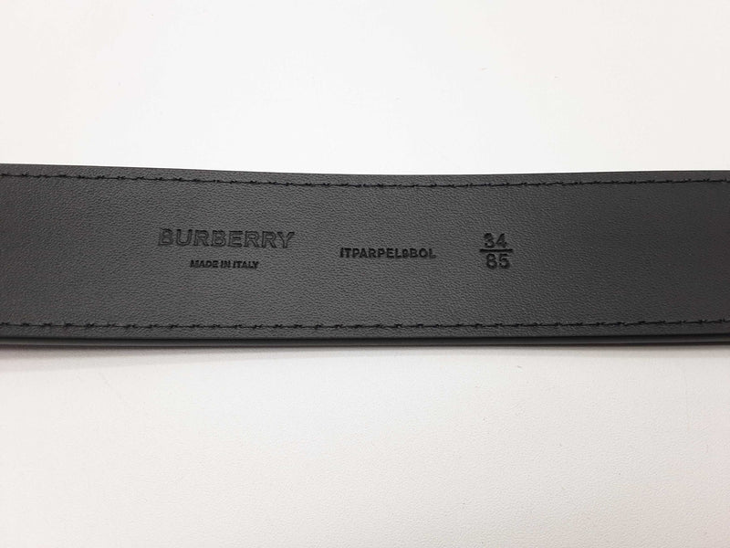 Burberry Black Charcoal Silver Check Canvas Leather Belt Size 34/85 Do0724exde