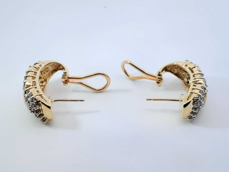 1.80 Cttw Diamond & 14k Yellow Gold J-hoop Earrings 9.4 Grams Fw0825przdu