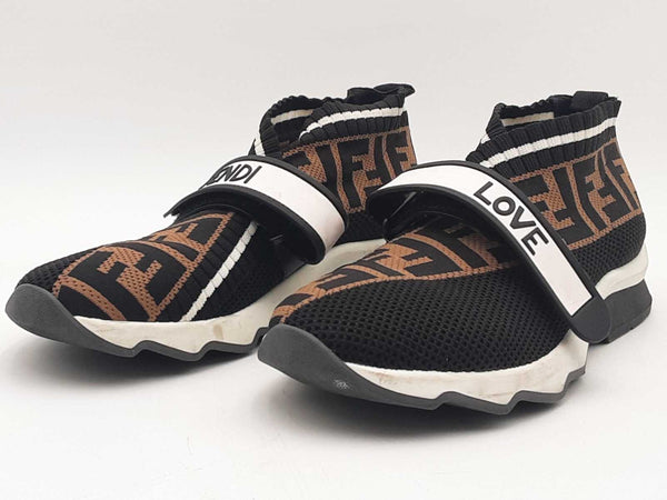 Fendi Zucca Knit Brown Shoes Size 8 Aa0825rzsa